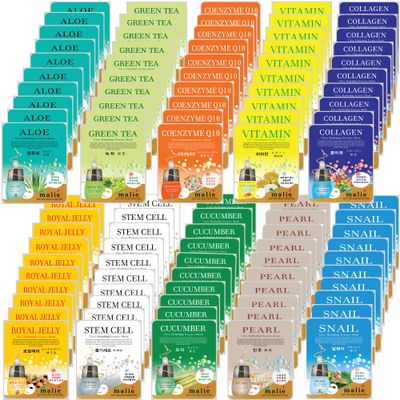 OBS Lab 100 Pcs-Combo Ultra Hydraiting Essence Mask (10 types x 10 pcs), Korean Facial Mask Sheet, Skincare Moisturizing