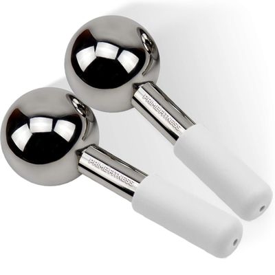 Ice Globes for Facials | Unbreakable Steel Cooling Roller | Cryo Sticks for Face | Massager for Face Neck &amp; Eyes | Skin Care for Dark Circles, Puffiness, Wrinkles, Collagen Production (WHITE)