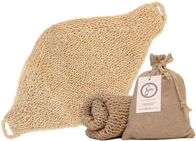 Natural Loofah Exfoliating Body Scrubber, Loofah for Men and Women Handmade Durable Wash Cloth, Back Scrubber with Handles for Bath and Shower, Deep Clean, Skin Care, Kurdish Loofah, Bath Accessories