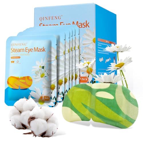 QINFENG 18 Packs Steam Eye Masks for Dry Eyes Warm Eye Mask Heated Eye Mask Reduce Puffiness Dark Circles Travel Essentials Eye Masks for Sleep Disposable-Chamomile