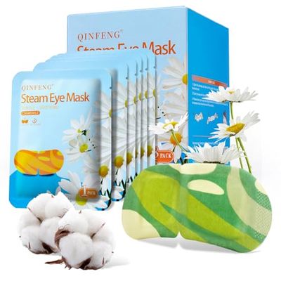 QINFENG 18 Packs Steam Eye Masks for Dry Eyes Warm Eye Mask Heated Eye Mask Reduce Puffiness Dark Circles Travel Essentials Eye Masks for Sleep Disposable-Chamomile
