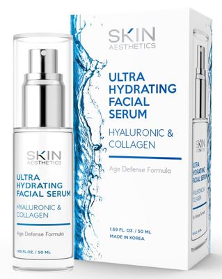 Skin Aesthetics Hyaluronic Acid &amp; Collagen Face Serum - Anti-Aging, Hydrating, Fine Lines, Wrinkles &amp; Acne Scar Treatment - Dermatologist Tested Korean Skincare - Clean Beauty, Cruelty-Free - 1.69 oz