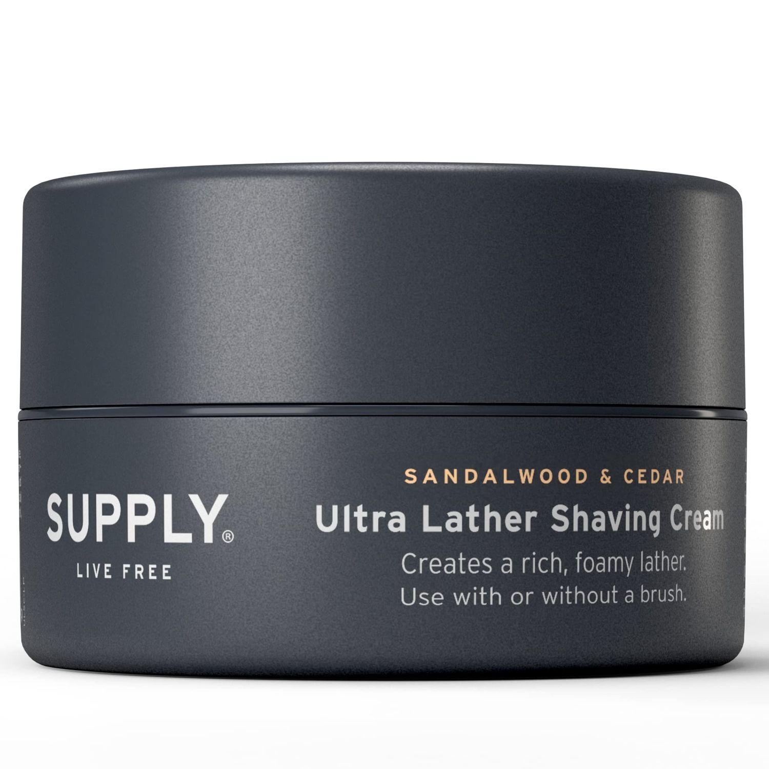 SUPPLY Ultra Lather Shaving Cream Sandalwood &amp; Cedar - Hypoallergenic Formula for Men - 3.4 Oz Jar - Naturally Soothes and Protects, Guards Against Razor Burn and Irritation