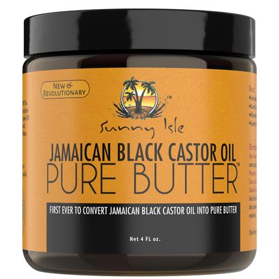 Sunny Isle Jamaican Black Castor Oil Pure Butter, 4 fl. oz. | 100% Natural, Ideal for Dry Sensitive Skin, Fades Scars &amp; Blemishes