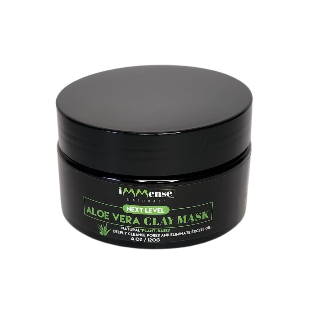 iMMense Naturals Clay Mask for Face, Aloe Vera Plant-Based Skin Care with Vitamin C and Moisturizing Deep Pore Cleanser, Facial Mask for Controlling Eczema, Oily &amp; Dry Skin and Acne. Men and Women