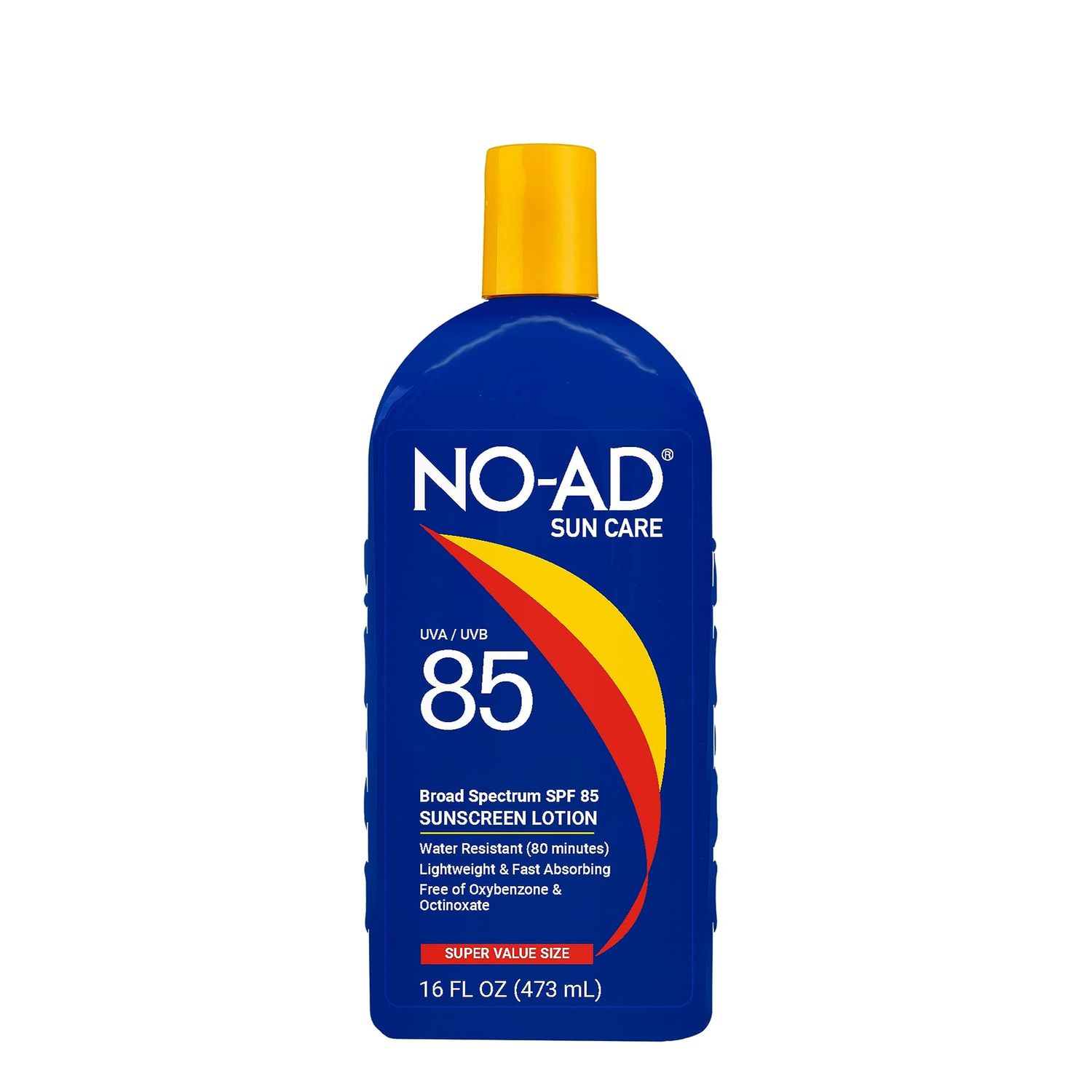 NO-AD SPF 85 Sunscreen Lotion | Broad Spectrum UVA/UVB Protection | Water Resistant | Octinoxate &amp; Oxybenzone Free with moisturizing Vitamin E and Aloe 16oz | Pack of 2