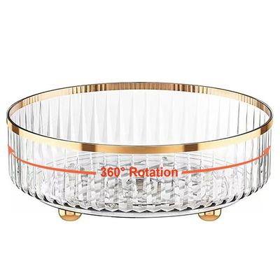 Rotating Skincare Makeup Organizer, 11&quot; Round Lazy Susan, Turntable Vanity Organizers and Storage, Clear Large Spinning Cosmetic Perfume Display Cases (Clear)