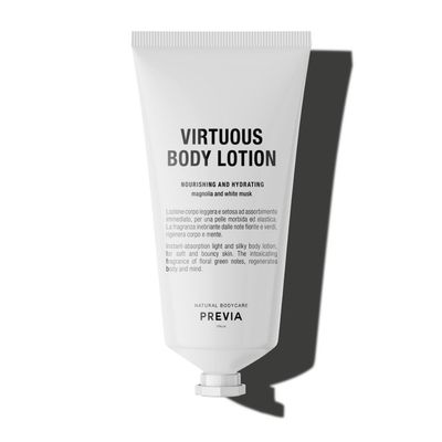 PREVIA Virtuous Body Lotion Nourishing &amp; Hydrating Intensive Moisturizing Body Lotion with Natural Ingredients, Non-Greasy, Perfect for Dry &amp; Sensitive Skin (3.38 fl oz)
