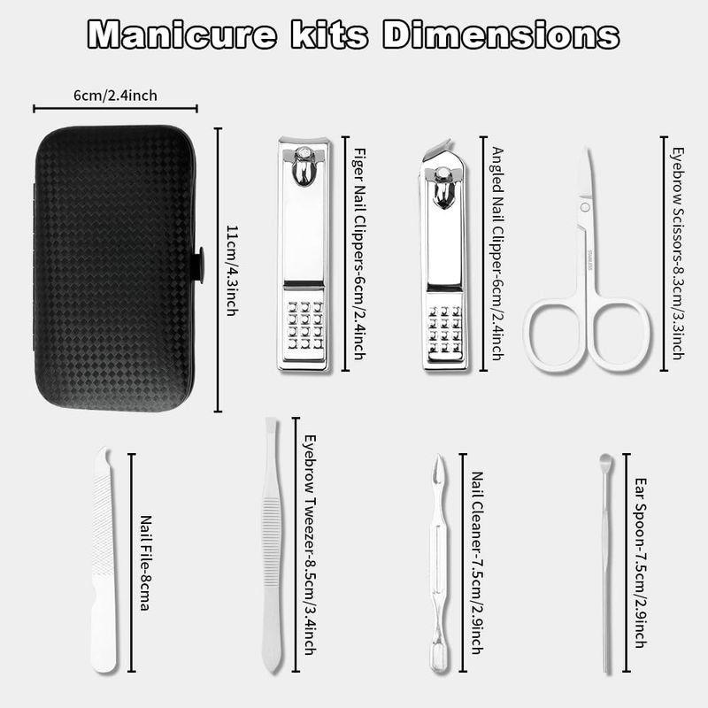 Manicure Kit Valentine Gift for Husband - Manicure Set, Nail Clippers Kit, 7 Pcs Manicure and Pedicure Kit, Black Nail Care Kit Valentine Easter Gifts For Men Dad Teens Boyfriend Father Women Mom