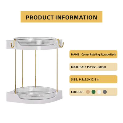 YCIA&amp;DONE Corner Rotating Makeup Organizer,Lazy Susan Organizer Rotation Skincare Organizers Countertop,Luxury Bathroom Countertop Organizer,High Capacity Vanity Organizer,Clear
