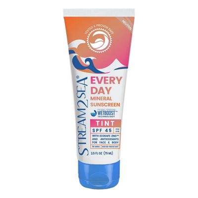SPF 45 Every Day Tint Mineral Sunscreen | 2.5 Fl Oz Biodegradable, Paraben Free &amp; Reef Safe Sunscreen | Non-Greasy Tinted Sunscreen For Face | Protection Against UVA &amp; UVB for Face &amp; Body