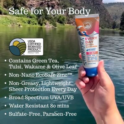 SPF 45 Every Day Tint Mineral Sunscreen | 2.5 Fl Oz Biodegradable, Paraben Free &amp; Reef Safe Sunscreen | Non-Greasy Tinted Sunscreen For Face | Protection Against UVA &amp; UVB for Face &amp; Body