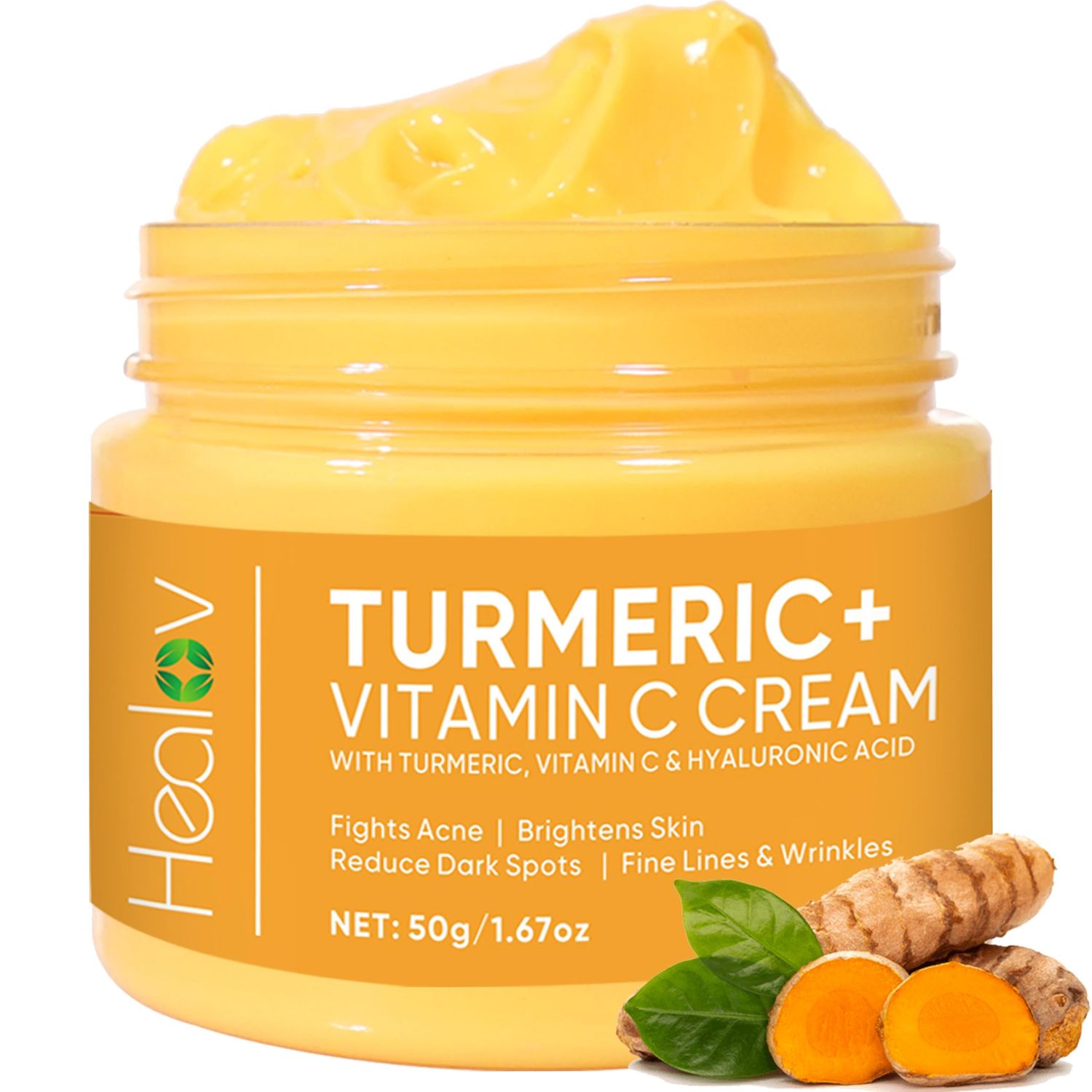 Turmeric Face Cream for Face &amp; Body - All Natural Turmeric Skin Brightening Lotion - Cleanses Skin, Fights Acne, Evens Tone, Fades Scars, Sun Damage, &amp; Age Spots - Turmeric Cream with Vitamin C