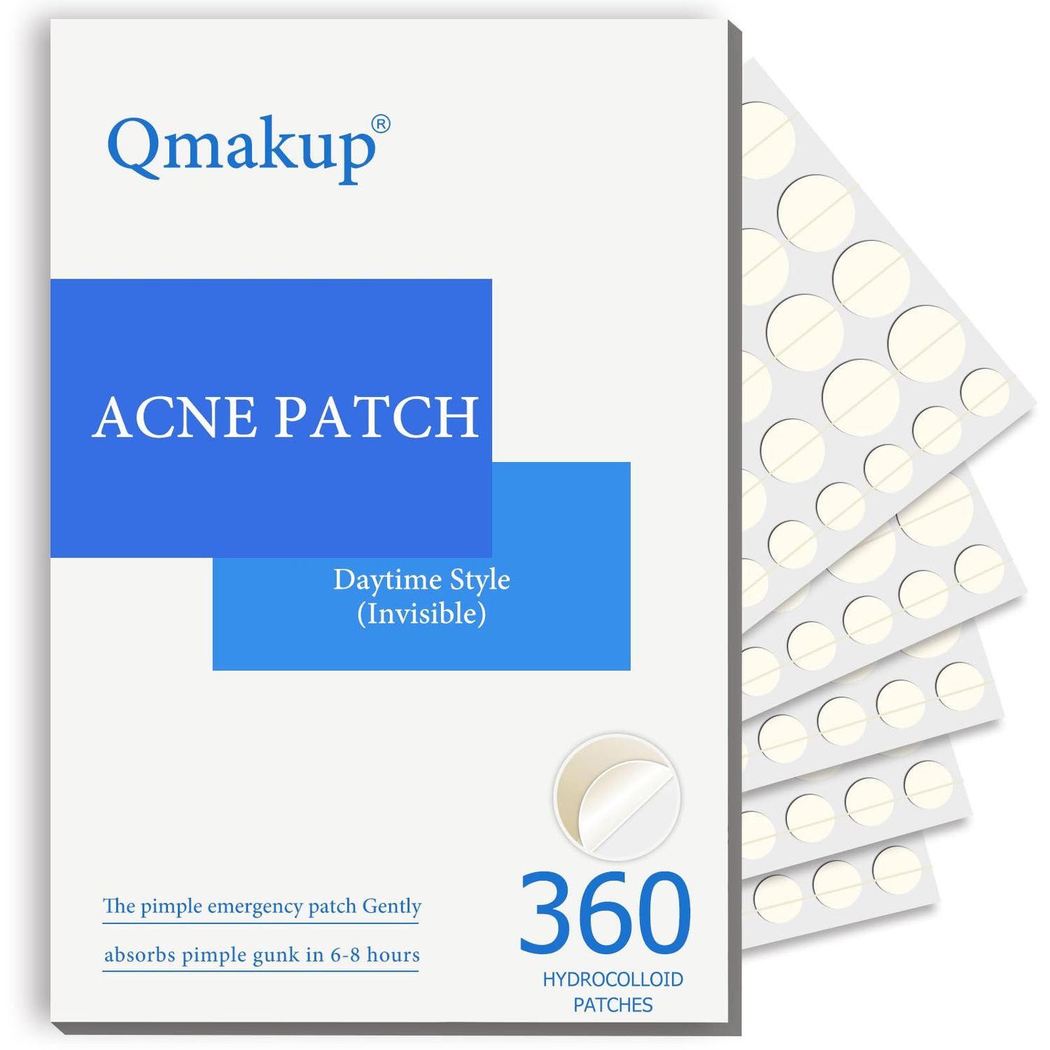Qmakup Pimple Patches for Face,Acne Patches for Face,Pimple Patch,Zit Patches,Hydrocolloid Blemish Patches for Covering Zits and Blemishes,with Salicylic Acid,Tea Tree oil &amp; Calendula oil,360 Counts.