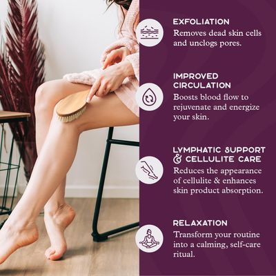 Purple Canyon Exfoliating Dry Brush | Natural Bristles and Ergonomic Birchwood Handle | Body Brush for Lymphatic Drainage and Skin Care