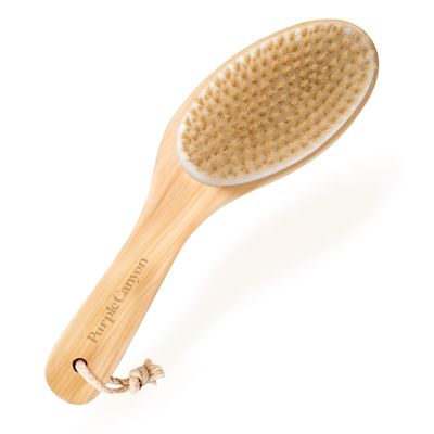 Purple Canyon Exfoliating Dry Brush | Natural Bristles and Ergonomic Birchwood Handle | Body Brush for Lymphatic Drainage and Skin Care
