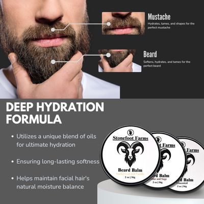 Stonefoot Farms Cedar &amp; Sage Beard Balm for Men - Natural Beard Wax for Men with Argan &amp; Jojoba Oils, Conditioning Beard Butter for Men, Beard Thickener for Men, 2 oz
