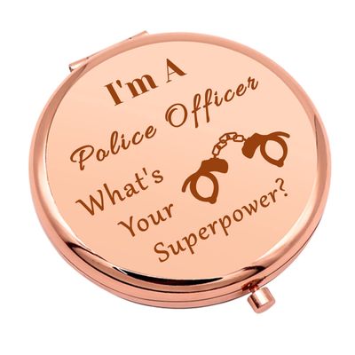 Police Officer Appreciation Gifts Compact Makeup Mirror for Police Student Funny Police Officers Gifts Police Academy Graduation Gift Folding Makeup Mirror for Police Wife Birthday Retirement Gifts