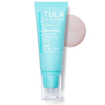 TULA Skin Care Face Filter Blurring and Moisturizing Primer - Luna, Evens the Appearance of Skin Tone &amp; Redness, Hydrates &amp; Improves Makeup Wear, 1fl oz