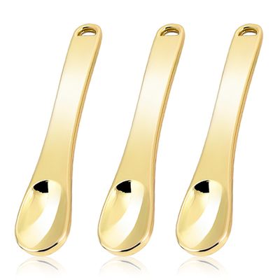 WLLHYF Mini Metal Makeup Spatula Skin Care Cosmetic Spoon Reusable Applicator, Beauty Scoop for Facial Cosmetic for Face Mask Cream Lotions Moisturizers (3 Gold)