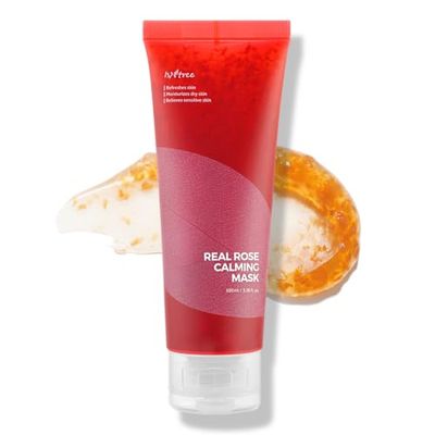 ISNTREE Real Rose Calming Face Mask 3.38 fl. oz. | Moisturizing Nourishing &amp; Soothing 60% Damask Rose Water, Amino Acids Complex Hyaluronic Acid | Remove Dead Skin Cells Pore Build-ups | Korean Skin C