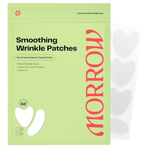 Morrow Beauty - Peptide-Infused Smoothing Wrinkle Patches - Overnight Patches for Fine Lines and Wrinkles, Anti Aging Stickers for Crow&#39;s Feet, Elevens, Smile Lines (66 Count) - Made in Korea