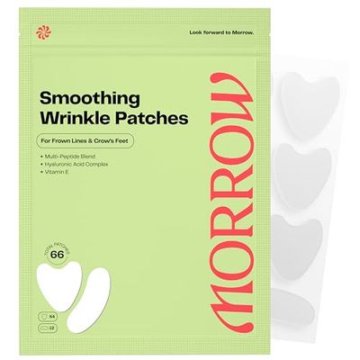 Morrow Beauty - Peptide-Infused Smoothing Wrinkle Patches - Overnight Patches for Fine Lines and Wrinkles, Anti Aging Stickers for Crow&#39;s Feet, Elevens, Smile Lines (66 Count) - Made in Korea