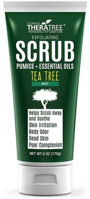 Tea Tree Oil Exfoliating Scrub with Bamboo Charcoal, Neem Oil &amp; Natural Pumice by Oleavine TheraTree