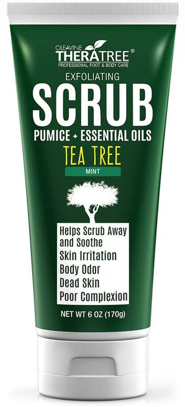 Tea Tree Oil Exfoliating Scrub with Bamboo Charcoal, Neem Oil &amp; Natural Pumice by Oleavine TheraTree