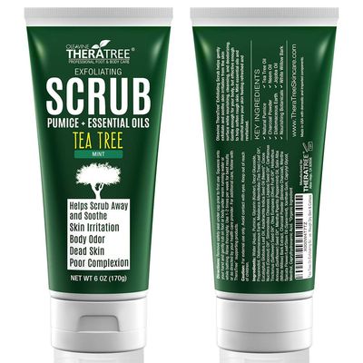Tea Tree Oil Exfoliating Scrub with Bamboo Charcoal, Neem Oil &amp; Natural Pumice by Oleavine TheraTree