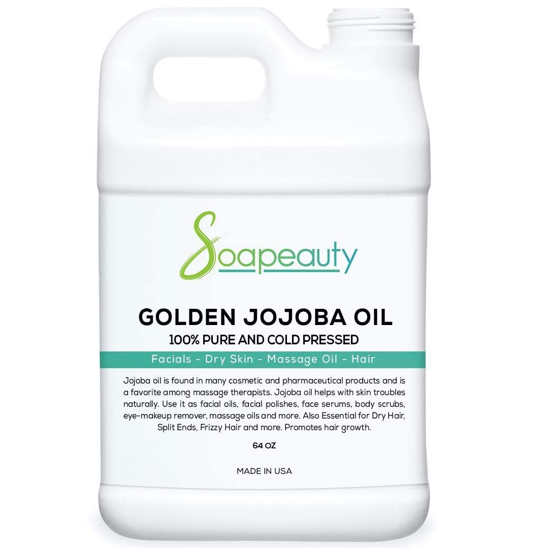 Soapeauty Golden Jojoba Oil | 100% Pure &amp; Natural | Unrefined, Cold Pressed, Hexane Free | Moisturizing Oil for Skin, Face, Hair &amp; Nails - 64 Fl Oz