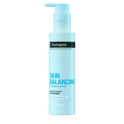 Neutrogena Skin Balancing Purifying Gel Cleanser with 2% Polyhydroxy Acid (PHA), Softening Face Wash for Normal &amp; Combo Skin, Paraben-Free, Soap-Free, Sulfate-Free, 6.3 oz