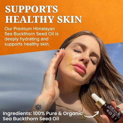 Sibu Premium Himalayan Sea Buckthorn Seed Oil, USDA Organic (30ml) - Amazing for Sensitive Skin, Breakouts, &amp; Irritation