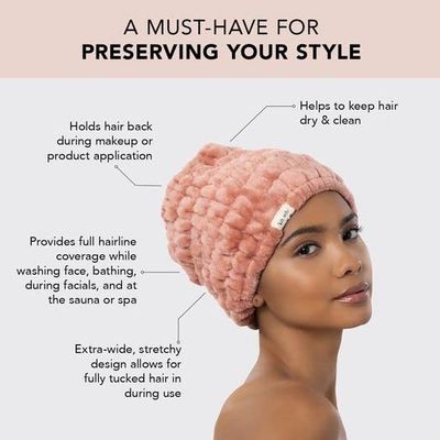 Kitsch Spa Extra Wide Facial Headband - Multipurpose Skincare Spa Headband for Washing Face - Makeup Headband & Skincare Headband for Women - Hair Band Ideal for Face Wash (DustyRose)