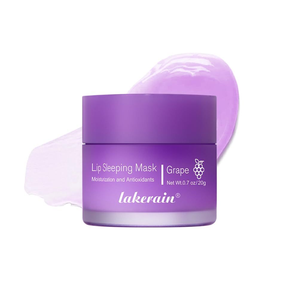 Lip Sleeping Mask,Night Lip Mask With Vitamin C,Lip Mask Overnight,Improves Dryness, Antioxidants,Nourishes and Hydrates,Brighten Lip Colour (04grape flavour)