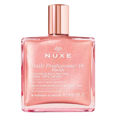 NUXE Huile Prodigieuse Floral Shimmering Multi Purpose Dry Oil for Face, Body &amp; Hair. Luxurious Rose Gold Glow and Deep Hydration, 1.6 fl.oz.