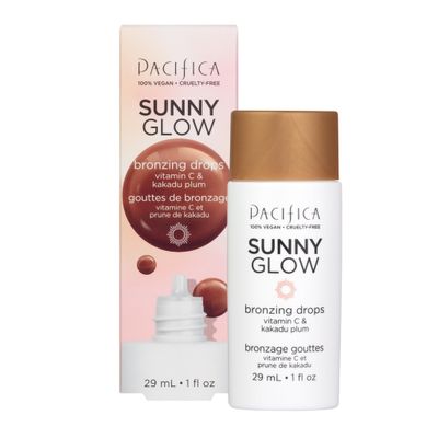 Pacifica Liquid Face Bronzing Drops - Sunny Glow Liquid Bronzer For Face &amp; Skin - Illuminating Highlighting Makeup -w/Vitamin C, for Cheeks &amp; Forehead Vegan Cruelty Free Dermatologist Tested