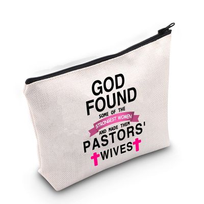 LEVLO Pastors Wife Gift God Found Some of The Strongest Women And Made Them Pastors Wives Makeup Bags with Pink Cross (Pastors&#39; Wives)