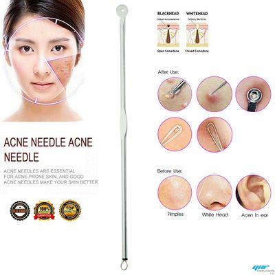 YNR Needle Acne Blackhead Remover Pimple Extractor Round Tool Pimple Spot Removal Tool Used to Remove Facial Blackheads and Pimples, Silver