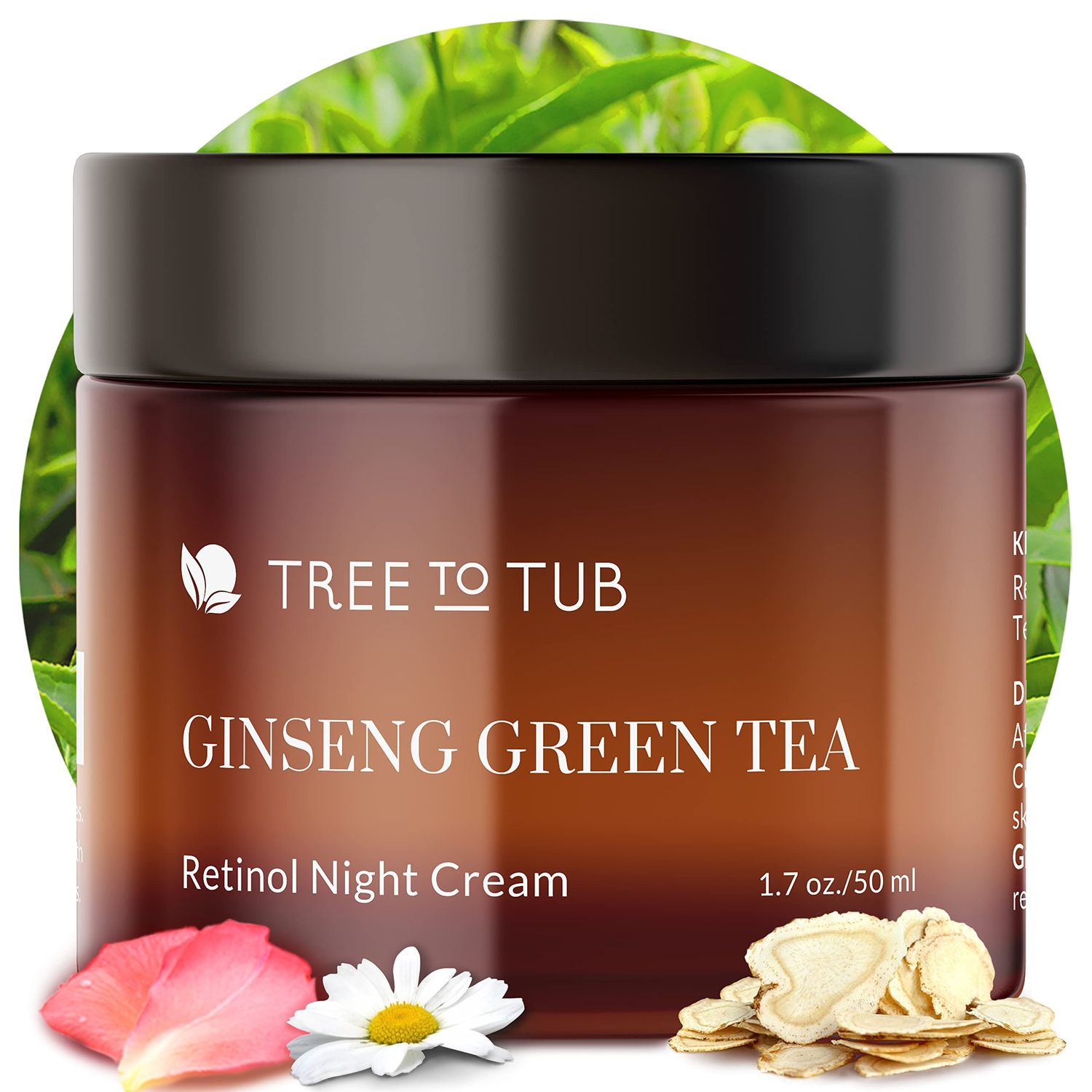 Tree to Tub Retinol Anti Aging Face Moisturizer for Dry &amp; Sensitive Skin - Anti Wrinkle Hyaluronic Acid Facial Moisturizer, Vitamin A &amp; E Night Cream for Women &amp; Men w/Organic Aloe, Natural Ginseng