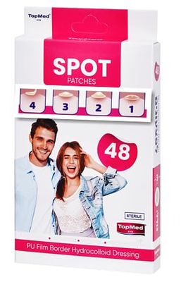 TOPMED Spot Patches PU film Border Hydrocolloid Patch for Covering Zits Acne Pimple Spot Stickers for Face 48 Count