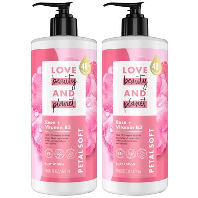 Love Beauty And Planet Lotion - Moisturizing Rose Lotion + Vitamin B3, Natural Body Lotion for Women, Dry Skin Lotion Scented with Rose Extract, 16 Fl Oz (Pack of 2)