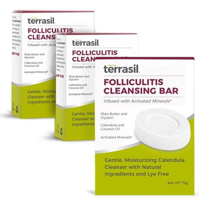 terrasil Folliculitis Soap - Soothing Folliculitis Treatment &amp; Care of Ingrown Hair. All-Natural Anti-Itch Calendula Soap, Dermatologist Tested &amp; Hypoallergenic Approved, Cleansing Bar 75gm (3- pack)