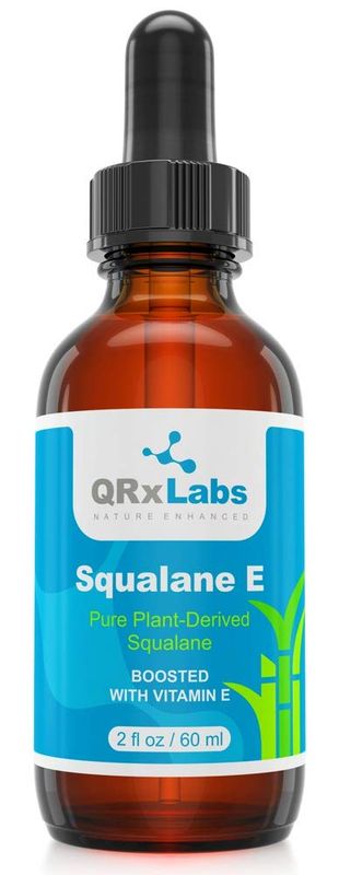 QRxLabs Pure Plant-Based Squalane Oil with Vitamin E (2 oz) - Organic ECOCERT/USDA Certified Squalane from Sugarcane - Moisturizer for Face, Body, Skin &amp; Hair