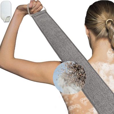 Loofah Back Scrubber for Shower for Men/Women, Natural Soft Flax Back Scrub Washer, Extra Long Back Exfoliator Cleaner for Shower Acne, Dual-Sided Bath Exfoliating Scrubber, Deep Clean&amp;Invigorate Skin