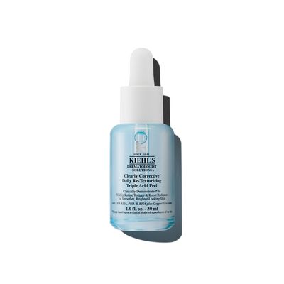 Kiehl&#39;s Clearly Corrective Daily Re-Texturizing Triple Acid Peel Serum, Gentle Exfoliating Facial Peel, Smoothes Texture, Primes Skin, with Salicylic Acid, Glycolic Acid, Lactic Acid - 1 fl oz