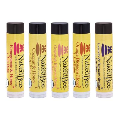 The Naked Bee Lip Balm Sampler, Coconut &amp; Honey, Orange Blossom Honey, Pomegranate &amp; Honey, Grapefruit Blossom Honey, Lavendar &amp; Beeswax Absolute