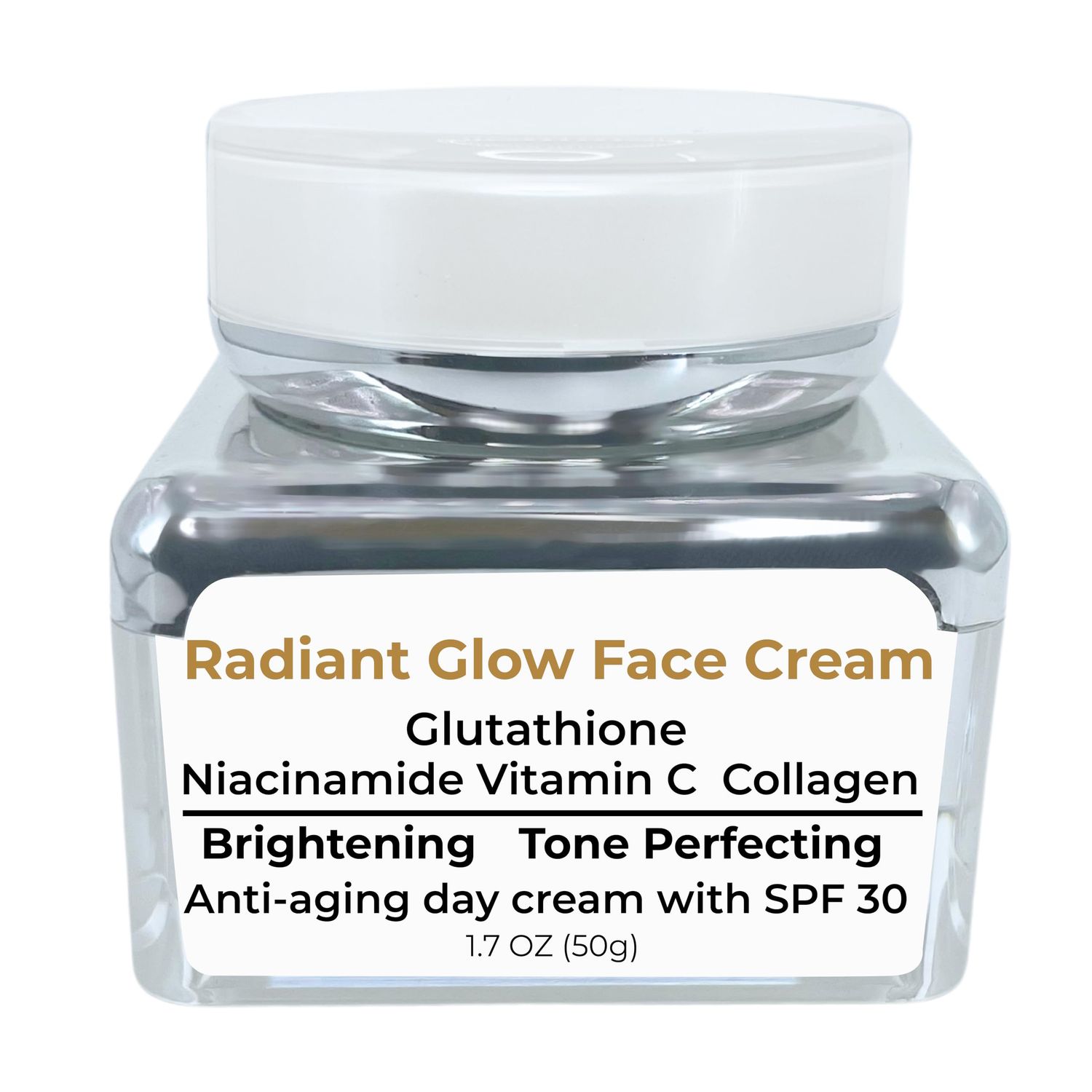 LuxeMocha Brightening Face Cream - with Niacinamide, Collagen, Glutathione &amp; Vitamin C | Reduces Fine Lines and Wrinkles 50g/1.7 OZ.