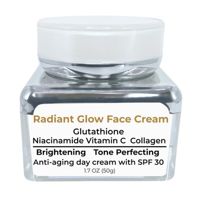 LuxeMocha Brightening Face Cream - with Niacinamide, Collagen, Glutathione &amp; Vitamin C | Reduces Fine Lines and Wrinkles 50g/1.7 OZ.