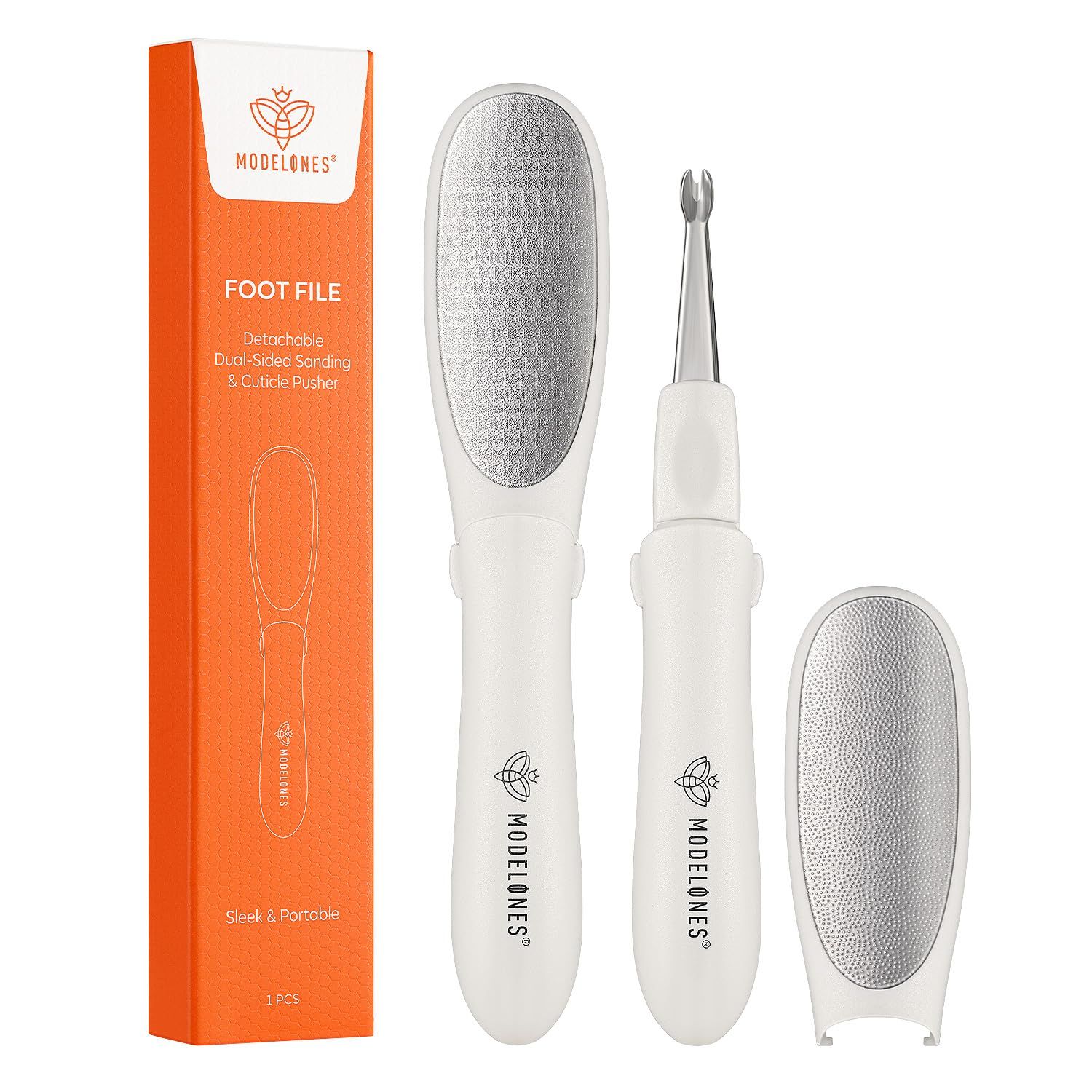 Modelones Mini Foot File Callus Remover, Multifunction 2-in-1 Pedicure Tools for Feet with Double-Sided Foot Rasp, Dead Skin Fork - Safe, Lightweight Foot Sander Perfect for Daily Hand &amp; Foot Care